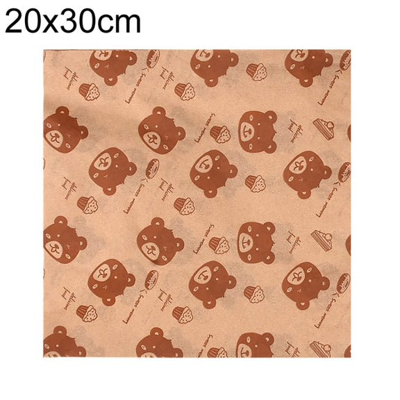 100sheets /Pack Bear Pattern Greaseproof Paper Baking Wrapping Paper Food Basket Liners Paper 20x30cm