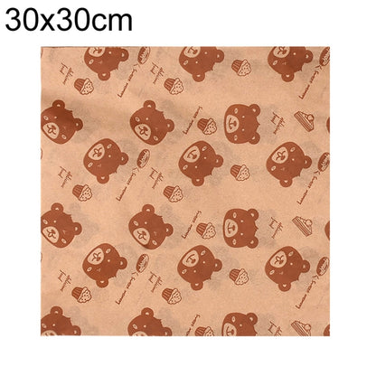 100sheets /Pack Bear Pattern Greaseproof Paper Baking Wrapping Paper Food Basket Liners Paper 30x30cm - Retail Packaging by PMC Jewellery | Online Shopping South Africa | PMC Jewellery | Buy Now Pay Later Mobicred