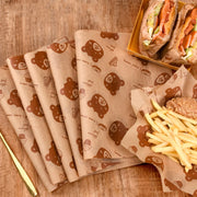 100sheets /Pack Bear Pattern Greaseproof Paper Baking Wrapping Paper Food Basket Liners Paper 25x25cm
