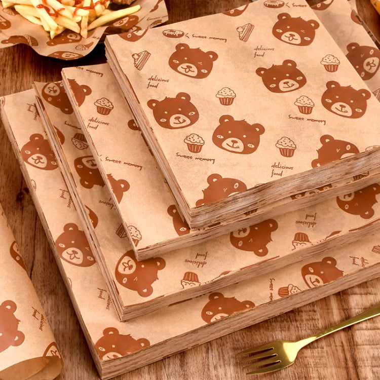 100sheets /Pack Bear Pattern Greaseproof Paper Baking Wrapping Paper Food Basket Liners Paper 25x25cm