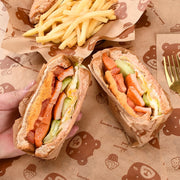 100sheets /Pack Bear Pattern Greaseproof Paper Baking Wrapping Paper Food Basket Liners Paper 30x40cm