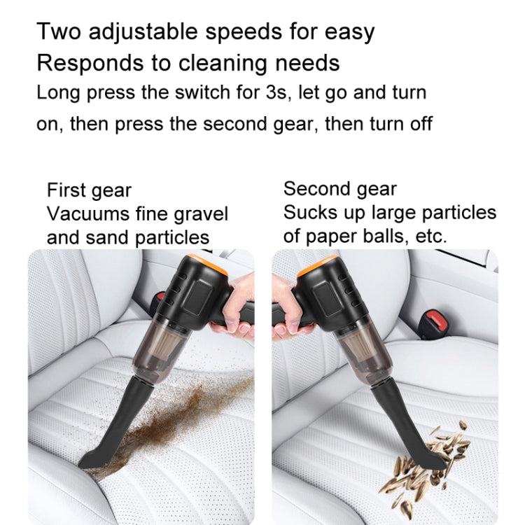 Car Vacuum Cleaner Large Suction Power Wireless Pump Inflatable Blower Handheld Small Vacuum Cleaner, Style: Brushless 260W+4 Filters+Air Bag (Black)