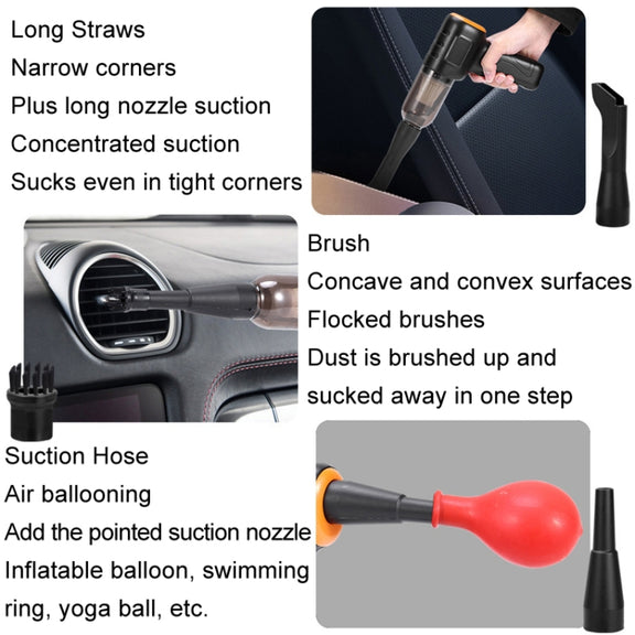 Car Vacuum Cleaner Large Suction Power Wireless Pump Inflatable Blower Handheld Small Vacuum Cleaner, Style: Brushless 260W+4 Filters+Air Bag (Black)