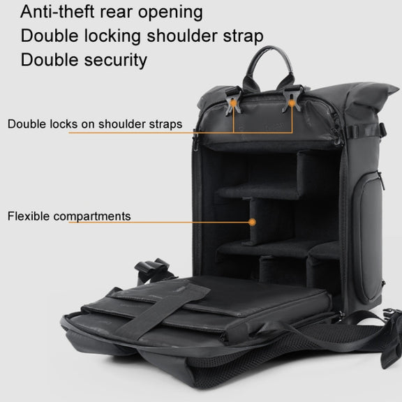 Cwatcun D113 Shoulder Leisure Camera Bag Water-resistant High Capacity Outdoor Travel Photography Bag, Color: Large Black