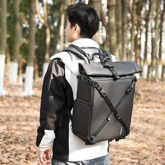 Cwatcun D113 Shoulder Leisure Camera Bag Water-resistant High Capacity Outdoor Travel Photography Bag, Color: Large Black