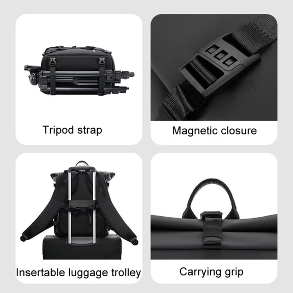 Cwatcun D113 Shoulder Leisure Camera Bag Water-resistant High Capacity Outdoor Travel Photography Bag, Color: Large Black