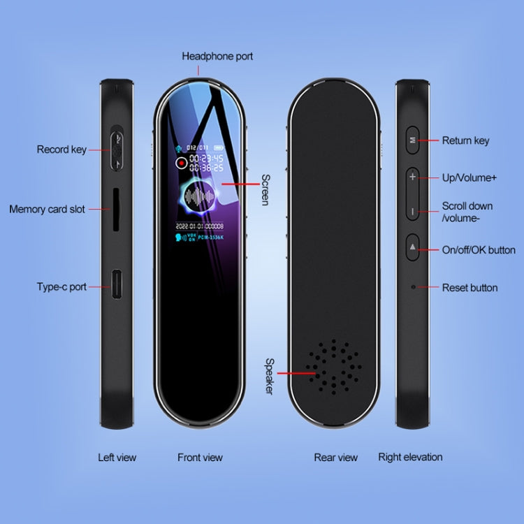 Q53 Ultra Long Standby Timer Voice Recorder HD Noise Canceling Recording Device, Size: 128GB(Black)