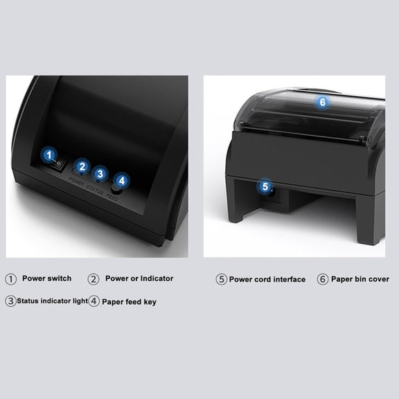 58mm USB Computer Version+Mobile Bluetooth Automatic Order Takeout Receipt Cashier Thermal Printer(UK Plug)