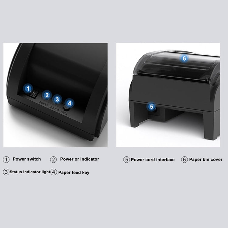 58mm USB Computer Version+Mobile Bluetooth Automatic Order Takeout Receipt Cashier Thermal Printer(UK Plug)