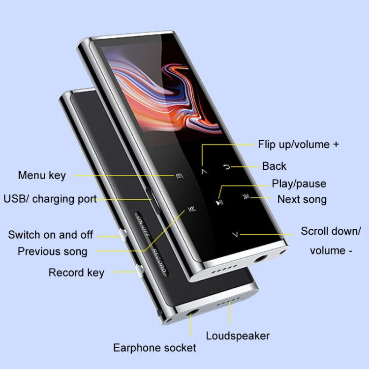 M27 1.8 Inch Bluetooth MP3/MP4 Music Player E-Book Recorder, Size: 4GB(Black)