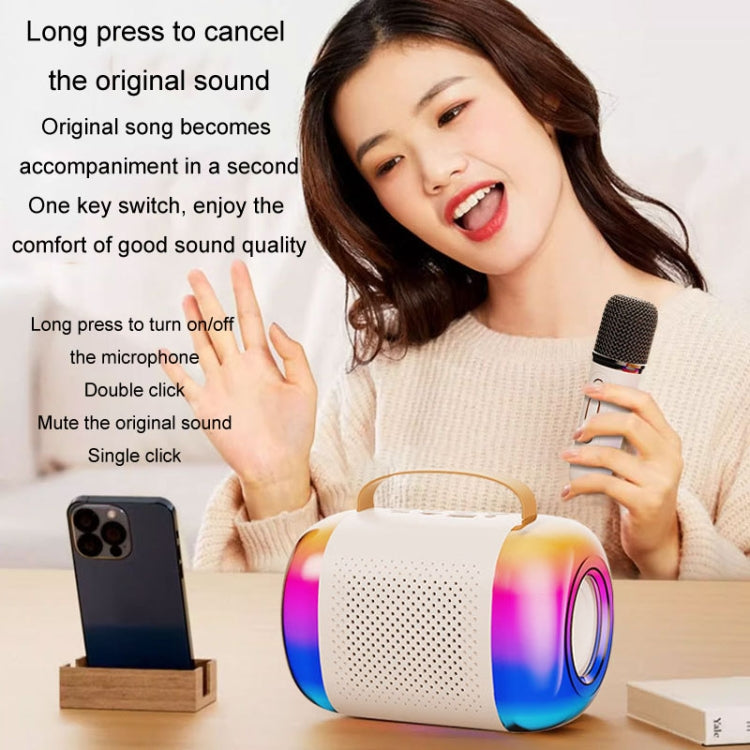 Y5 1 Microphone Portable Bluetooth Speaker Home And Outdoor Wireless Karaoke Audio(White)