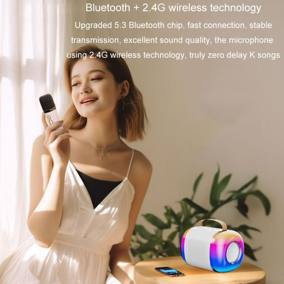 Y5 2 Microphone Portable Bluetooth Speaker Home And Outdoor Wireless Karaoke Audio(Pink)