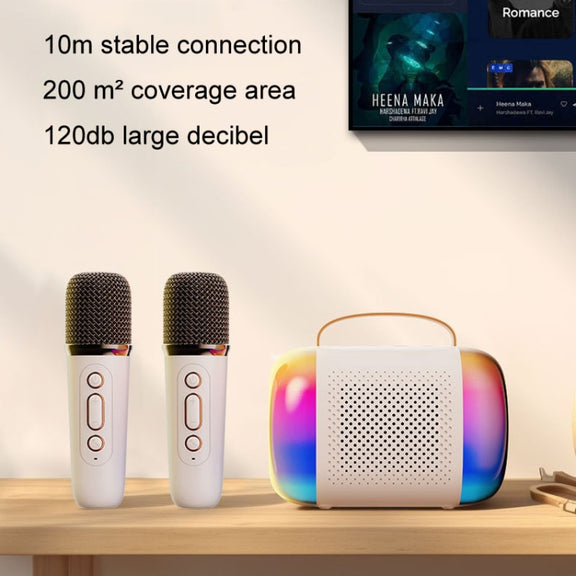 Y5 2 Microphone Portable Bluetooth Speaker Home And Outdoor Wireless Karaoke Audio(Pink)