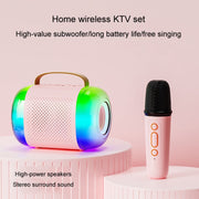 Y5 2 Microphone Portable Bluetooth Speaker Home And Outdoor Wireless Karaoke Audio(Pink)