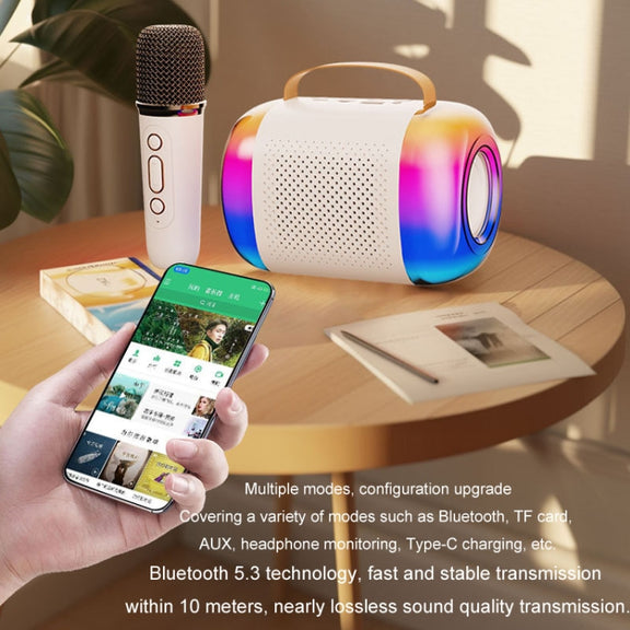 Y5 2 Microphone Portable Bluetooth Speaker Home And Outdoor Wireless Karaoke Audio(White)