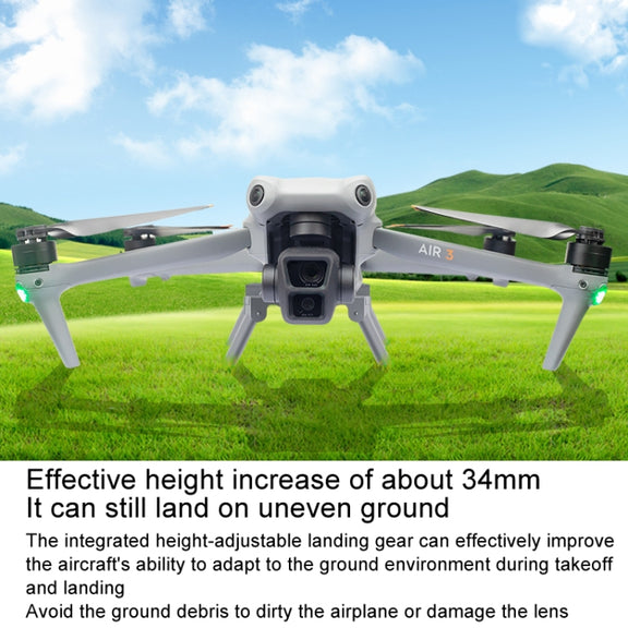 For DJI Air 3 Heightened Landing Gear Body Protection Fall and Crash Proof Folding Extension Kickstand(Gray)