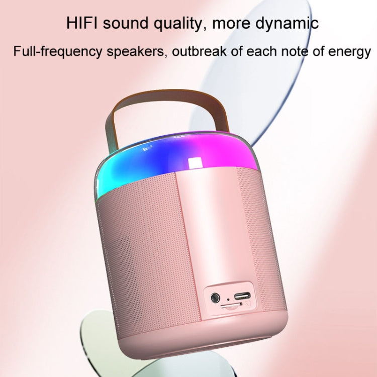 Home Portable Bluetooth Speaker Small Outdoor Karaoke Audio, Color: Y1 Pink(Double wheat)