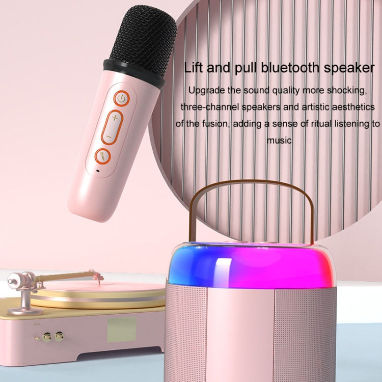 Home Portable Bluetooth Speaker Small Outdoor Karaoke Audio, Color: Y1 Pink(Double wheat) - Microphone by PMC TechLife | Online Shopping South Africa | PMC TechLife | Buy Now Pay Later Mobicred