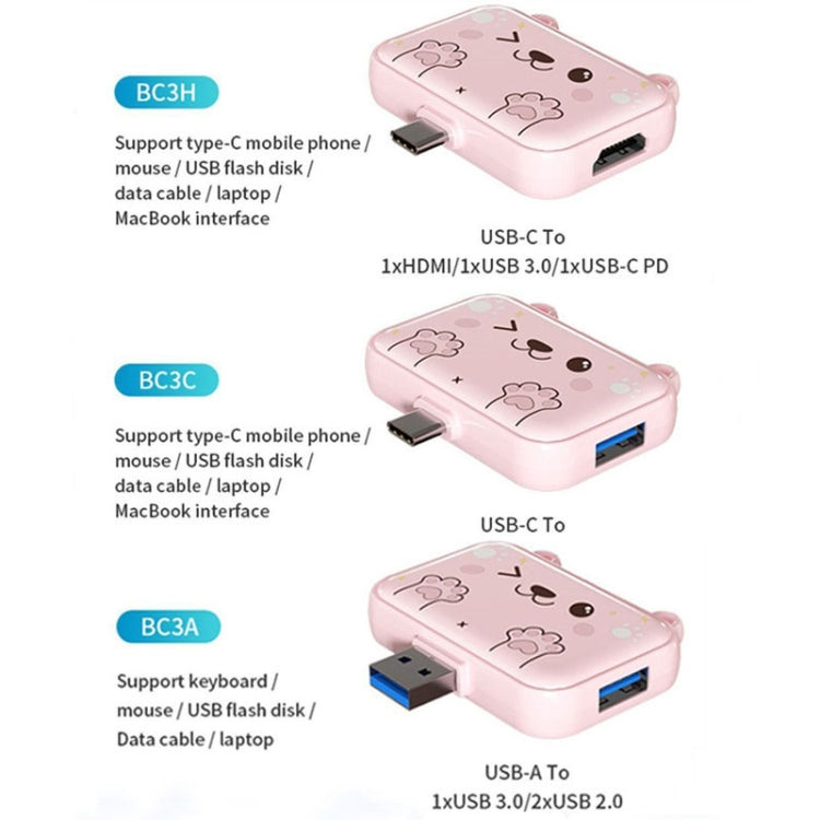 3 In 1 Type-C Docking Station USB Hub For iPad / Phone Docking Station, Port: 3H HDMI+PD+USB3.0 Pink - USB HUB by PMC TechLife | Online Shopping South Africa | PMC TechLife | Buy Now Pay Later Mobicred