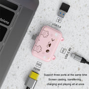 3 In 1 Type-C Docking Station USB Hub For iPad / Phone Docking Station, Port: 3H HDMI+PD+USB3.0 Pink