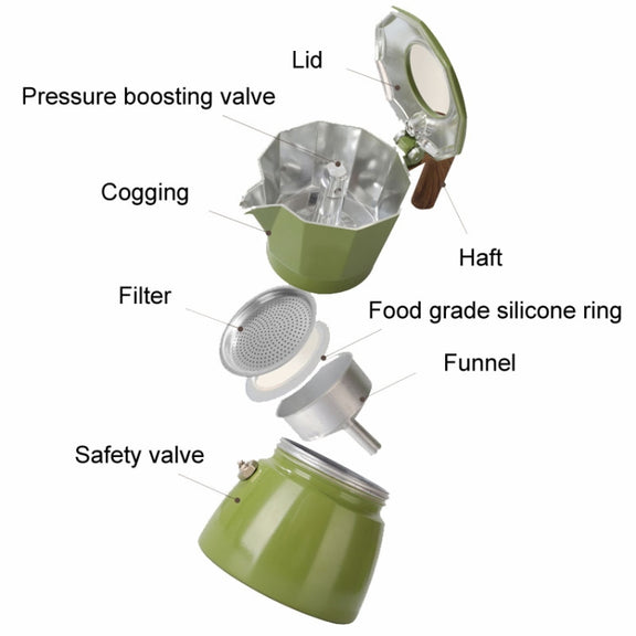 100ml Dual Valve Mocha Pot Espresso Machine Outdoor Coffee Brewing Pot Extraction Tool(Black)