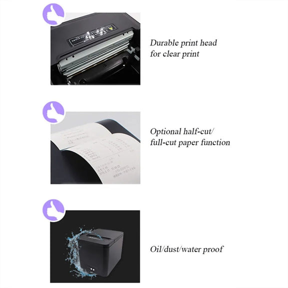 80mm USB+Network Port Thermal Receipt Printer Store Cashier Printer(UK Plug)