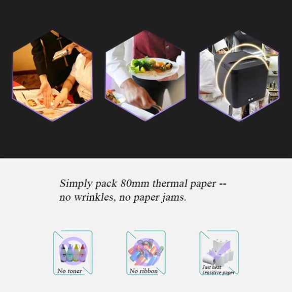80mm USB+Network Port Thermal Receipt Printer Store Cashier Printer(UK Plug)