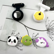 For AirTag 2pcs Silicone Protective Case Kids Brooch Snap Cartoon Locator Case(Pink+Yellow)