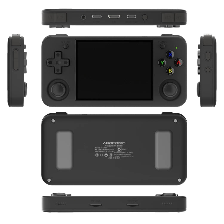 ANBERNIC RG35XX H Handheld Game Console 3.5 Inch IPS Screen Linux System 64GB+128GB(Black)