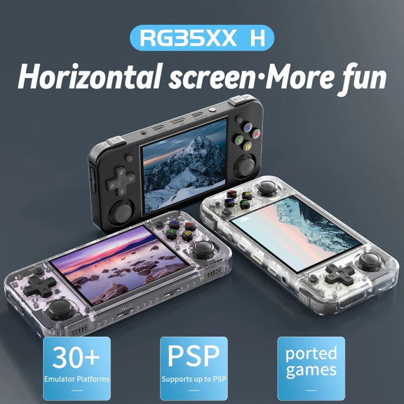 ANBERNIC RG35XX H Handheld Game Console 3.5 Inch IPS Screen Linux System 64GB+128GB(Black)