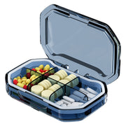 Portable Mini Compartmentalized Sealed Pill Box Weekly Morning And Evening Pill Capsule Dispensing Box, Style: 6 Grids Blue