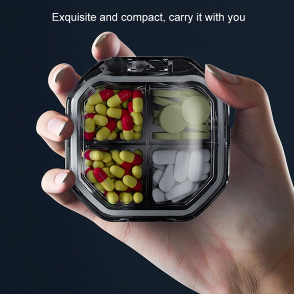 Portable Mini Compartmentalized Sealed Pill Box Weekly Morning And Evening Pill Capsule Dispensing Box, Style: 4 Grids Blue