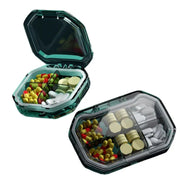 Portable Mini Compartmentalized Sealed Pill Box Weekly Morning And Evening Pill Capsule Dispensing Box, Style: 4 Grids Blue