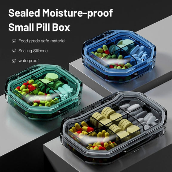 Portable Mini Compartmentalized Sealed Pill Box Weekly Morning And Evening Pill Capsule Dispensing Box, Style: 6 Grids Blue