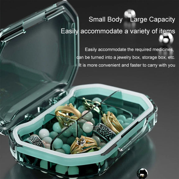 Portable Mini Compartmentalized Sealed Pill Box Weekly Morning And Evening Pill Capsule Dispensing Box, Style: 4 Grids Blue