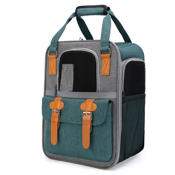 Outdoor Portable Shoulder Pet Backpack Handheld Foldable Breathable Cat Bag(Style 6 Green)