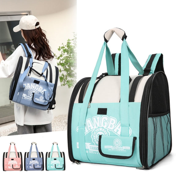 Simple Contrasting Pet Backpack Space Capsule Cat Bag Shoulder Dog Bag(Model 5 Green)
