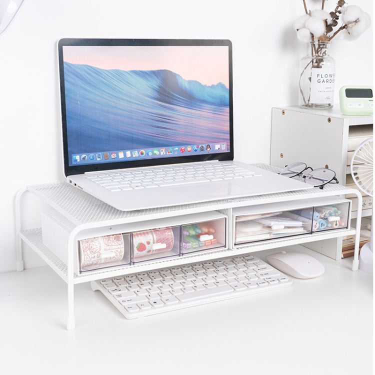 Computer Monitor Elevated Bracket Desk Wrought Iron Rack Organizer, Spec: Deepen Dual Layer