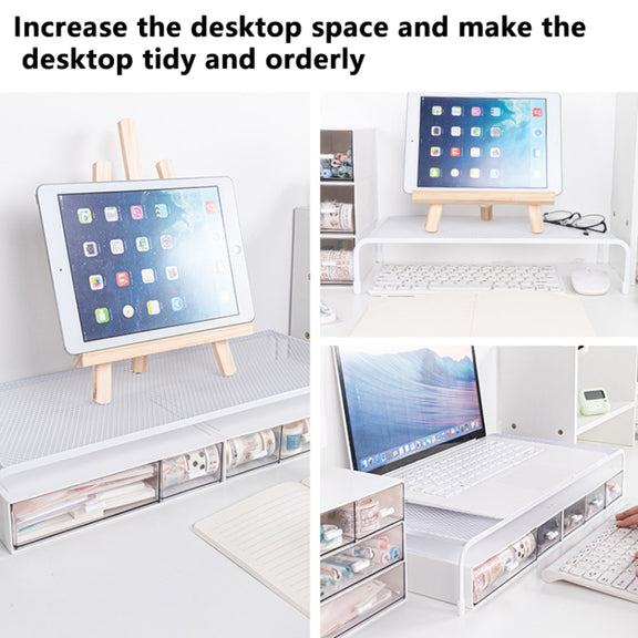 Computer Monitor Elevated Bracket Desk Wrought Iron Rack Organizer, Spec: Deepen Dual Layer