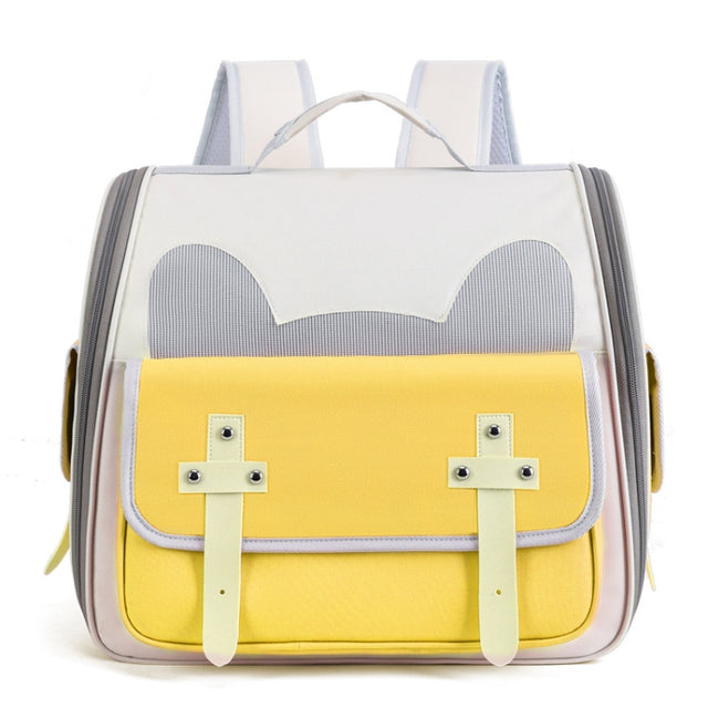 Outdoor Cat Backpack Large Capacity Breathable Pet Bag(Model 7 Yellow)