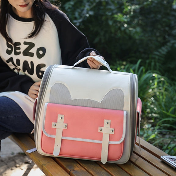Outdoor Cat Backpack Large Capacity Breathable Pet Bag(Model 7 Pink)