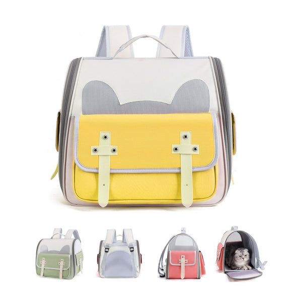 Outdoor Cat Backpack Large Capacity Breathable Pet Bag(Model 7 Yellow)