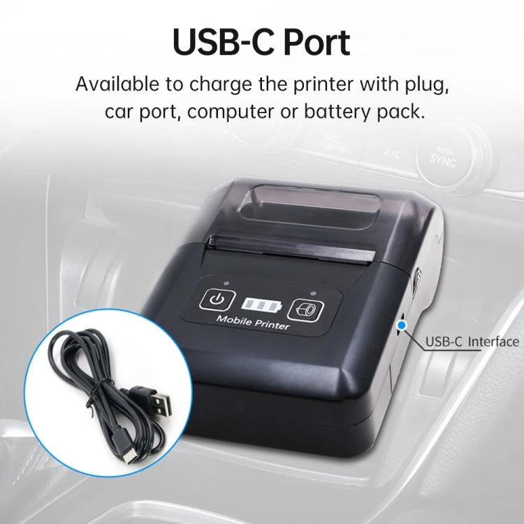 58mm Portable USB Charging Home Phone Bluetooth Thermal Printer(EU Plug)