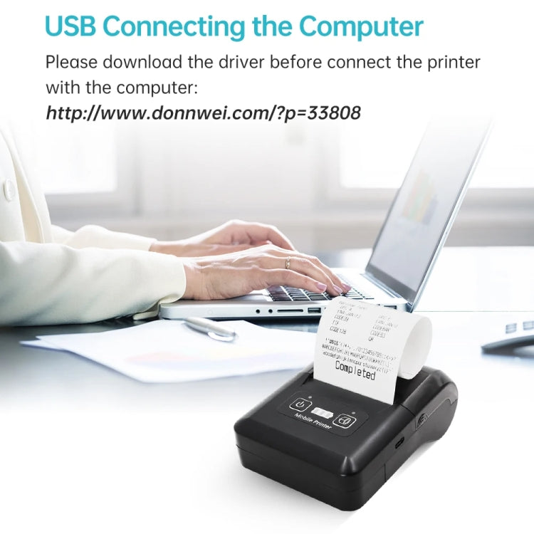 58mm Portable USB Charging Home Phone Bluetooth Thermal Printer(UK Plug)