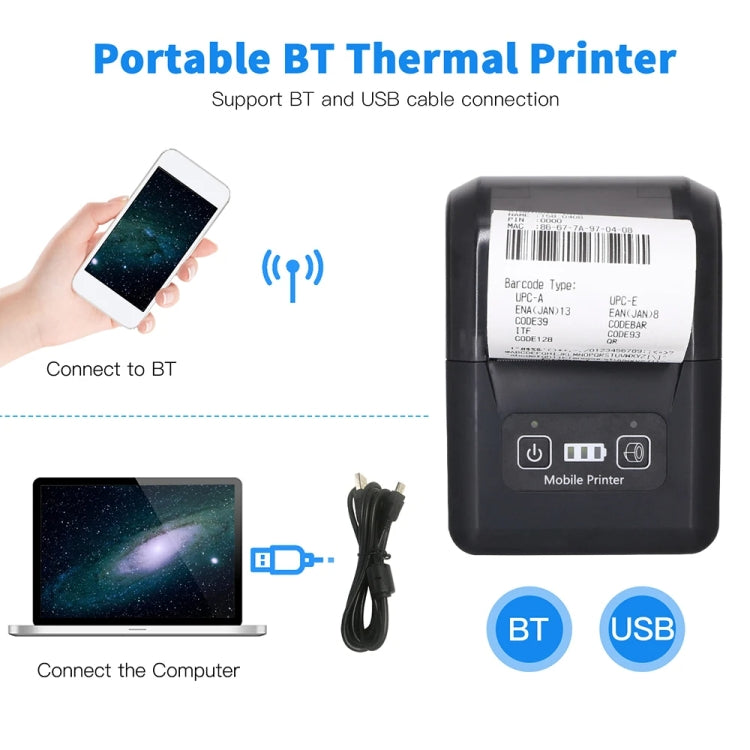 58mm Portable USB Charging Home Phone Bluetooth Thermal Printer(UK Plug)