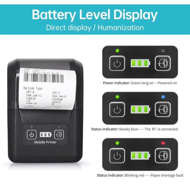58mm Portable USB Charging Home Phone Bluetooth Thermal Printer(UK Plug)