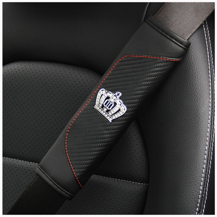 Car Seat Belt Cover Carbon Fiber Leather Auto Seat Shoulder Protection, Style: Crown Black - free shipping - PMC TechLife - Order now!