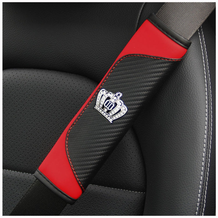 Car Seat Belt Cover Carbon Fiber Leather Auto Seat Shoulder Protection, Style: Crown Red - Seat Belts & Padding by PMC TechLife | Online Shopping South Africa | PMC TechLife | Buy Now Pay Later Mobicred