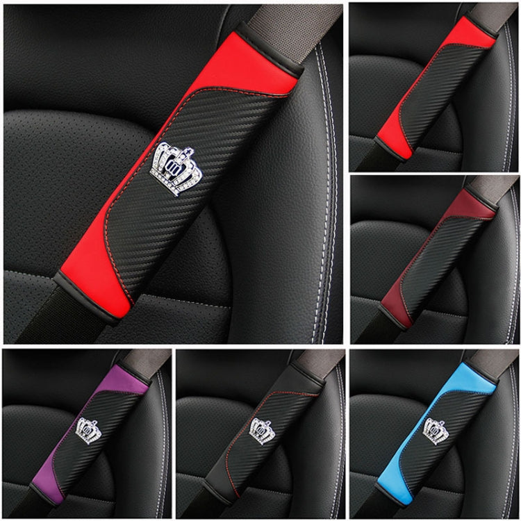 Car Seat Belt Cover Carbon Fiber Leather Auto Seat Shoulder Protection, Style: Crown Red - Seat Belts & Padding by PMC TechLife | Online Shopping South Africa | PMC TechLife | Buy Now Pay Later Mobicred
