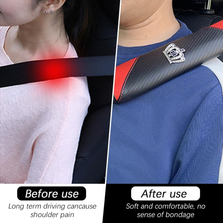 Car Seat Belt Cover Carbon Fiber Leather Auto Seat Shoulder Protection, Style: Crown Red - Seat Belts & Padding by PMC TechLife | Online Shopping South Africa | PMC TechLife | Buy Now Pay Later Mobicred